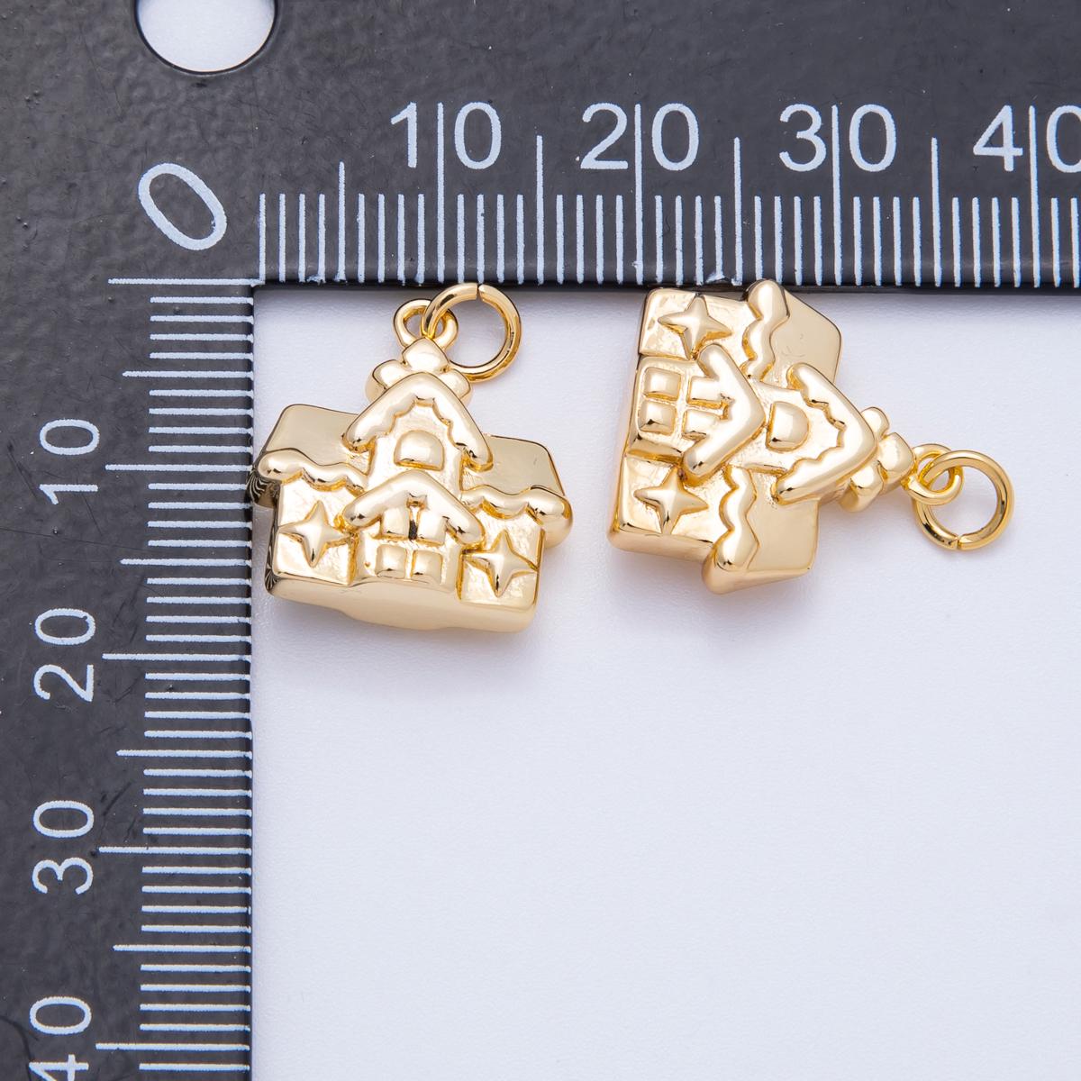 18k Gold Filled House Charm 16.3mm Mini 3D Home & Schoolhouse Design DIY Jewelry Supply for custom Necklace and Bracelet | CHARMS-00425