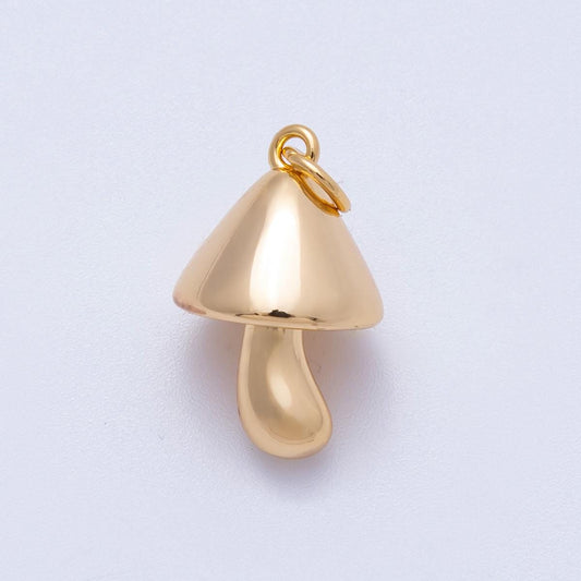 18k Gold Filled Mushroom Charm 19.5mm Mini 3D Toadstool Pendant Whimsical Nature Jewelry Supply for custom Necklace Bracelet | CHARMS-00426