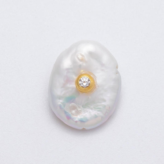 Large Baroque Pearl Pendant 18.6mm Irregular Freshwater Pearl Charm Bridal Accessory Gift for her DIY Jewelry Making Supply | FINDINGS-00124