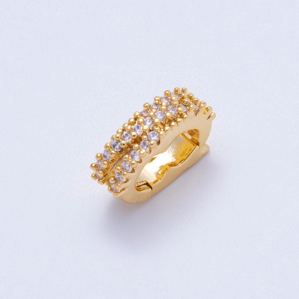 18k Gold Filled Micro-Pave CZ Hinged Bail Double Row Zirconia Necklace Bail Enhancer Jewelry Finding for Charm Holder | FINDINGS-00118