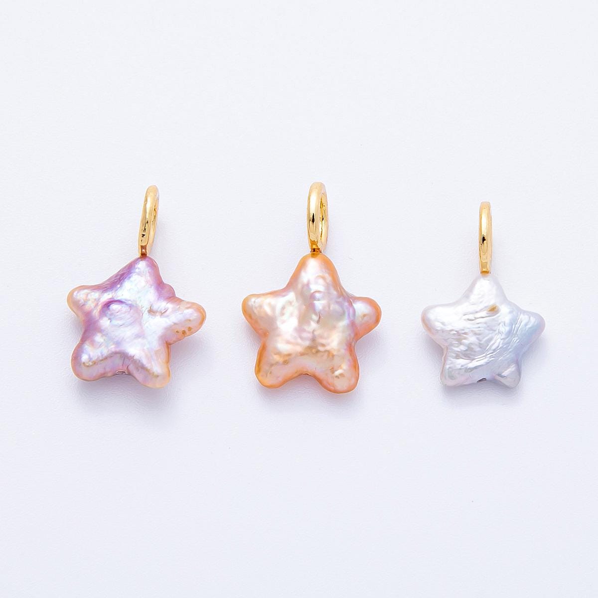 18k Gold Filled 18.3mm Mini Star Baroque Pearl Charms Natural Freshwater Pearl Pendants Celestial Jewelry Making Supply | CHARMS-00432