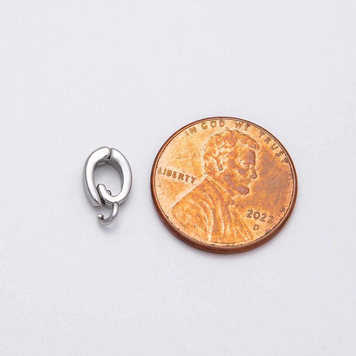 Silver 10.4mm Hinged Charm Clasp Oval Snap Pendant Connector Jewelry Finding for DIY Necklaces & Bracelets | FINDINGS-00121