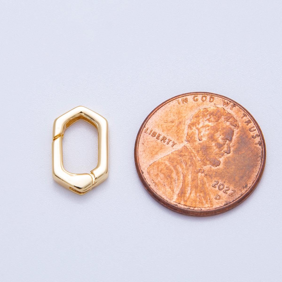 18k Gold Filled Hexagon Carabiner Clasp Spring Gate Connector Closure DIY Jewelry Making Finding custom Necklace & Bracelet | FINDINGS-00122