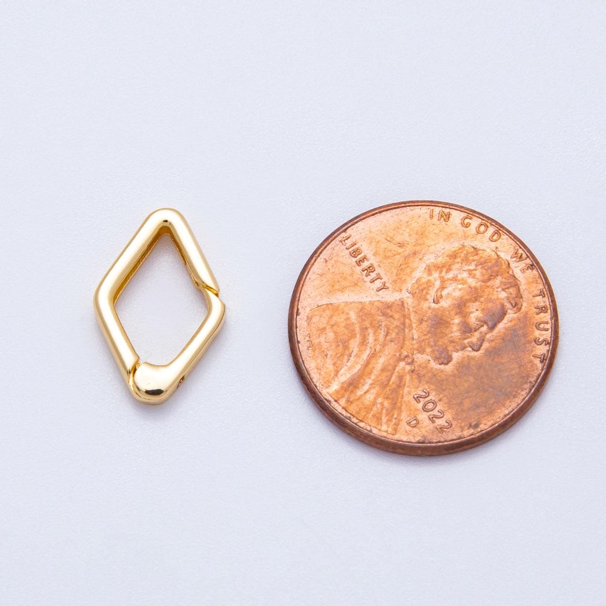 18K Gold Filled 14.7mm Rhombus Clasp Diamond Shape Finding Modern Hinged Snap Connector for DIY Jewelry for custom Necklace | FINDINGS-00123