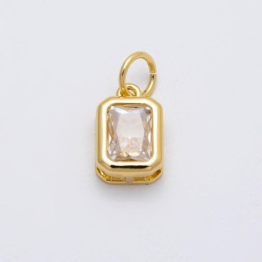 18k gold filled clear cz baguette bezel add-on charm | Charms-00469