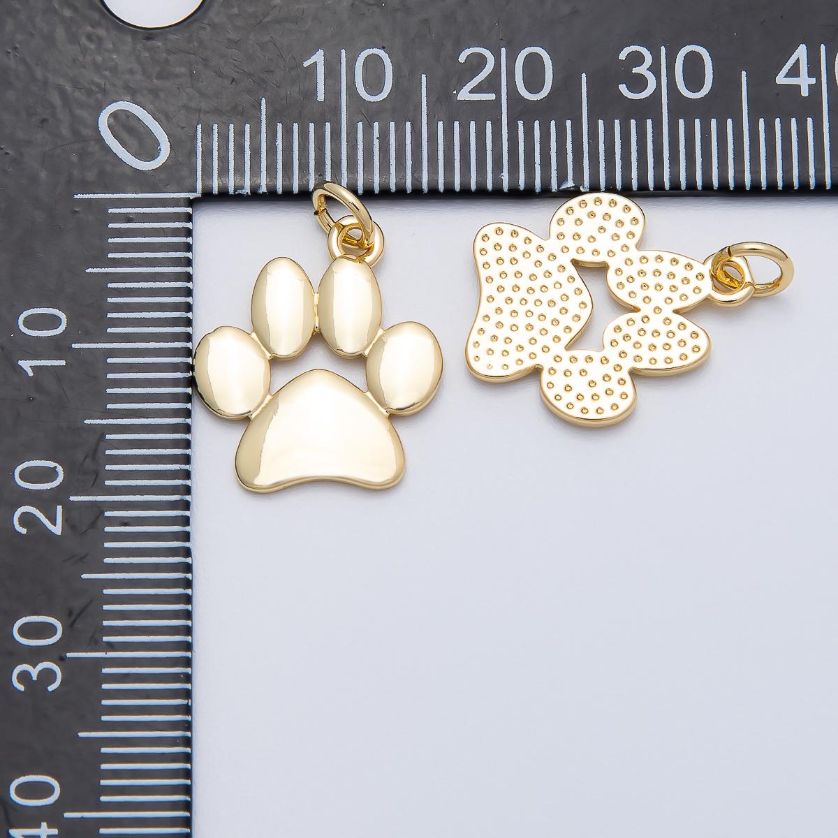 Mini 18k gold filled pets charm paw print dog puppy lover charm for bracelet necklace earring component | CHARMS-00474