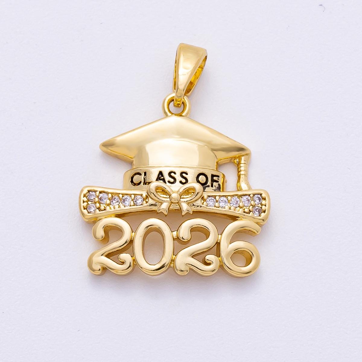 16k Gold Filled 18mm Dainty 2026 Graduation Charm Cap and Diploma Necklace Senior Jewelry Gift Personalized Keepsake for Her | CHARMS-00487