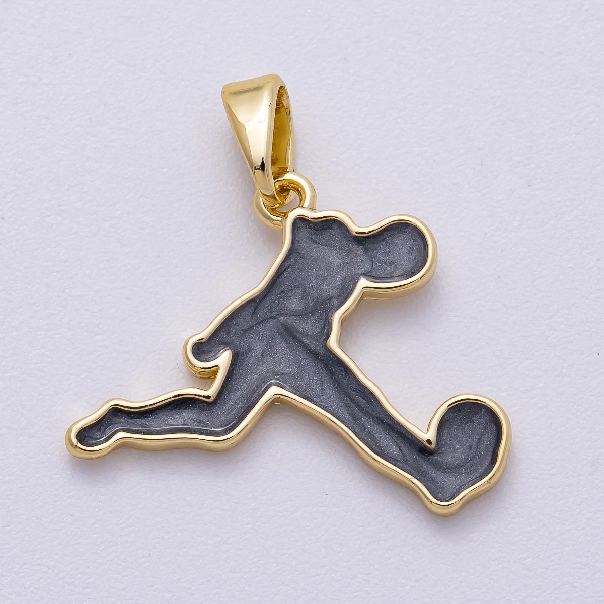 16k Gold Filled 15mm Running Silhouette Figure Pendant Soccer Athlete Charm DIY Jewelry Supply for Sports Necklace Bracelet | CHARMS-00490