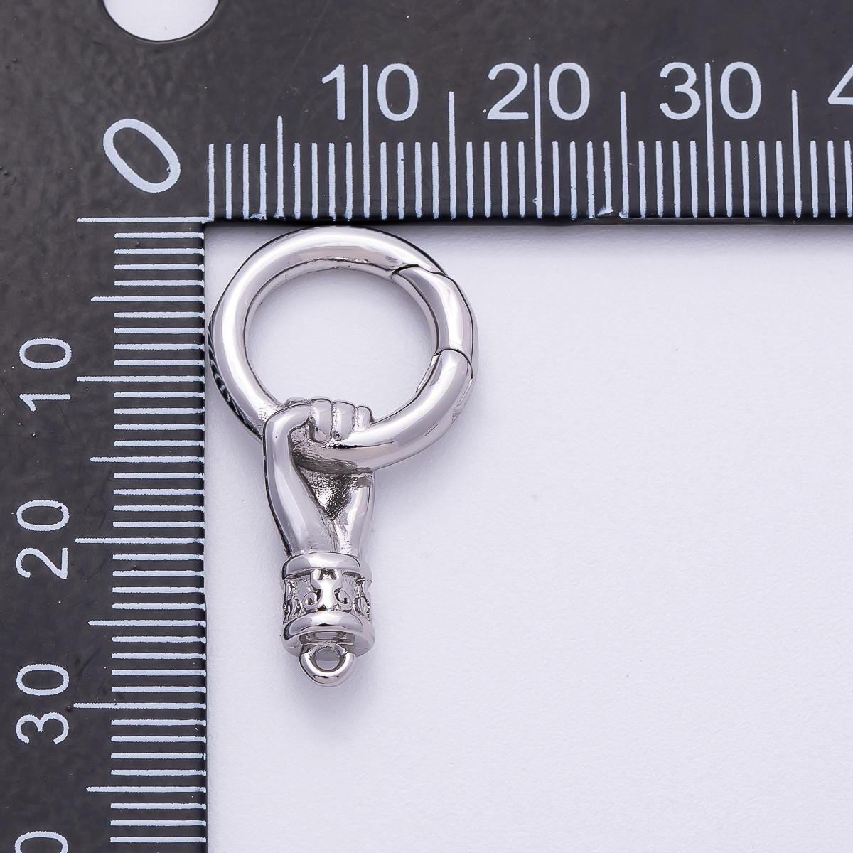 Silver Hand Charm Holder 28.9mm Victorian Style Ring Connector Pendant Link for Necklace Personalized Gift for Him or Her | FINDINGS-00136