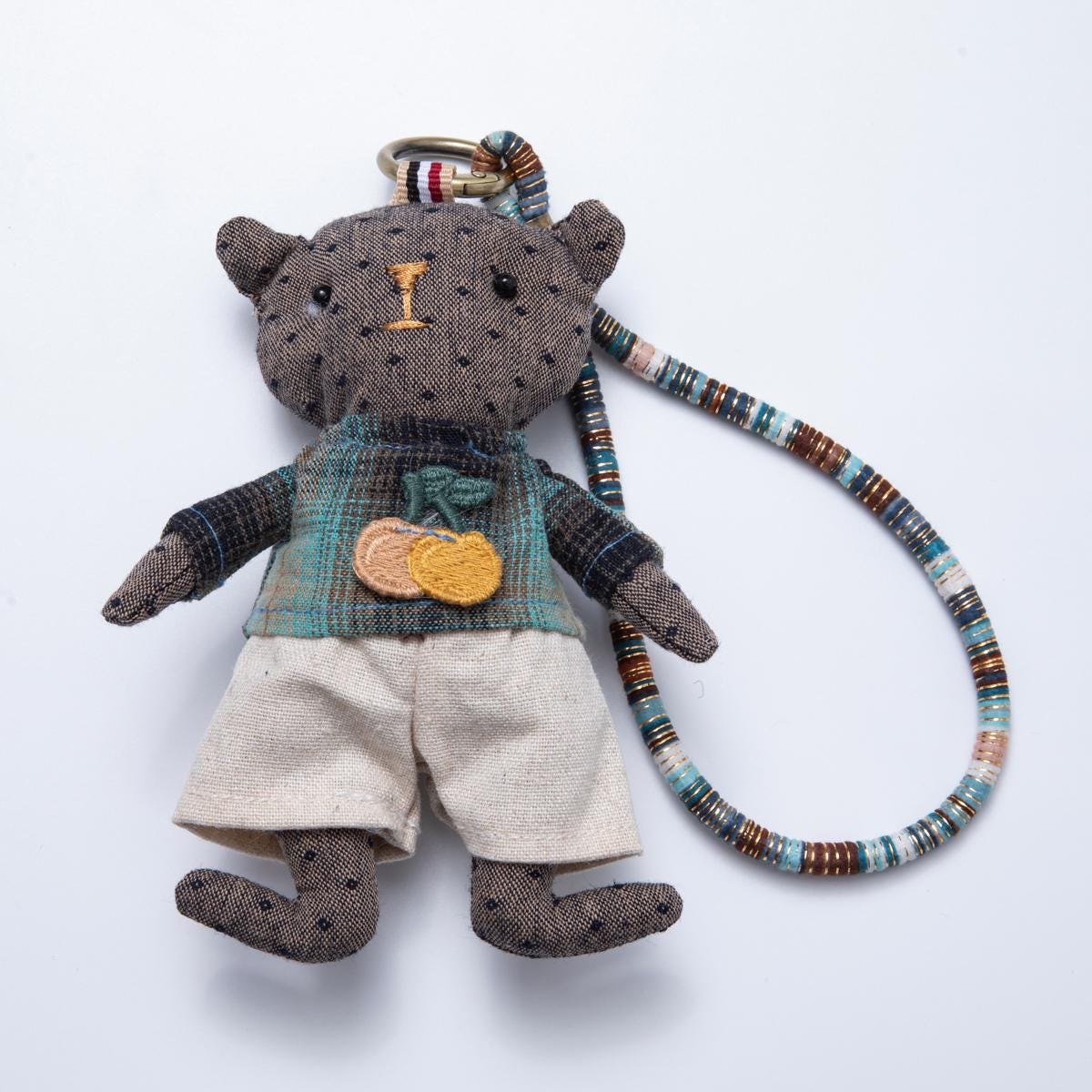 Bear Bag Charms Plush Teddy Keychains Couple Bear Gift Backpack Accessories Boho Gingham Dress and Vest Back to School | WB-00061