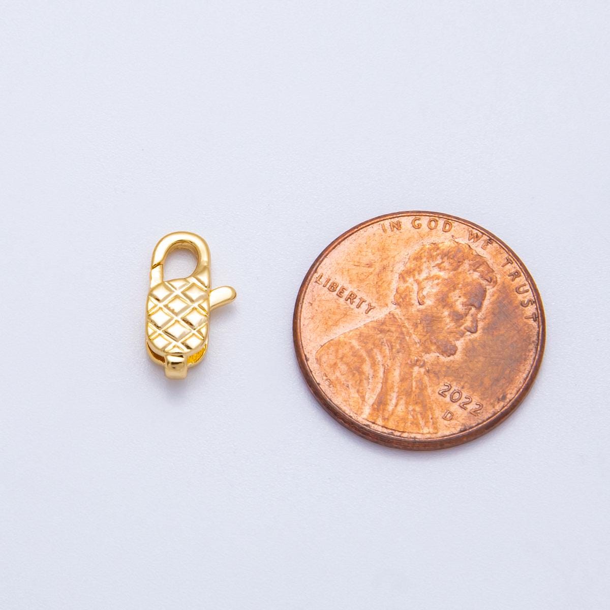 18k Gold Filled 12mm Quilted Lobster Clasp Textured Checkered Jewelry Component for custom Necklace & Bracelet DIY Supply | FINDINGS-00127