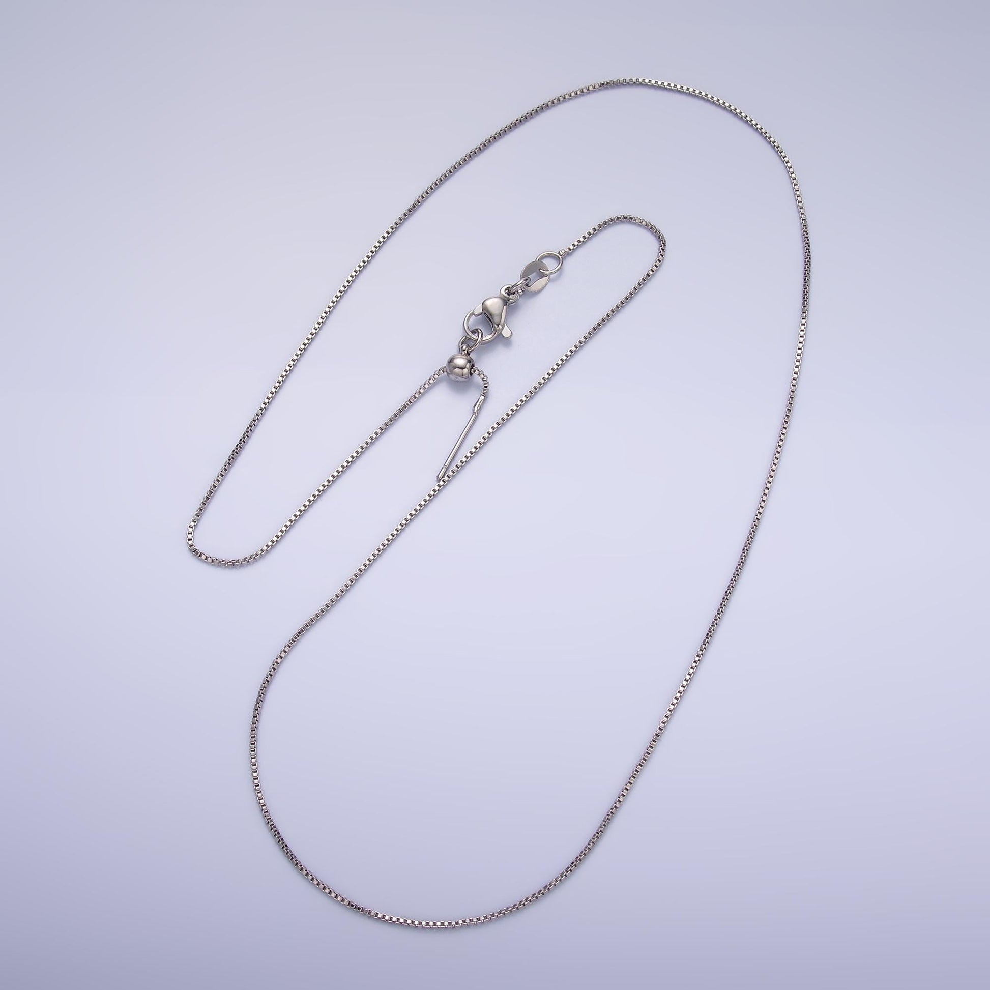Silver 1mm Dainty Box Adjustable Slider 19.68 Inch Needle Threader Chain Necklace | WA-2733