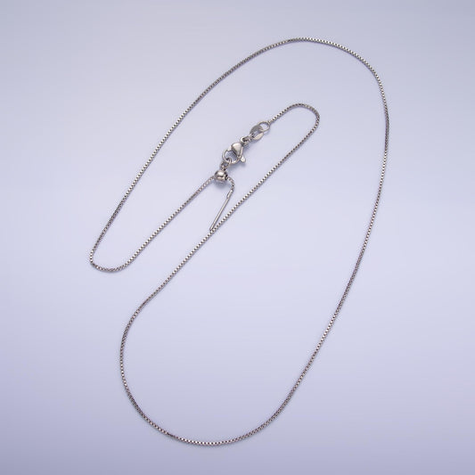 Silver 1mm Dainty Box Adjustable Slider 19.68 Inch Needle Threader Chain Necklace | WA-2733