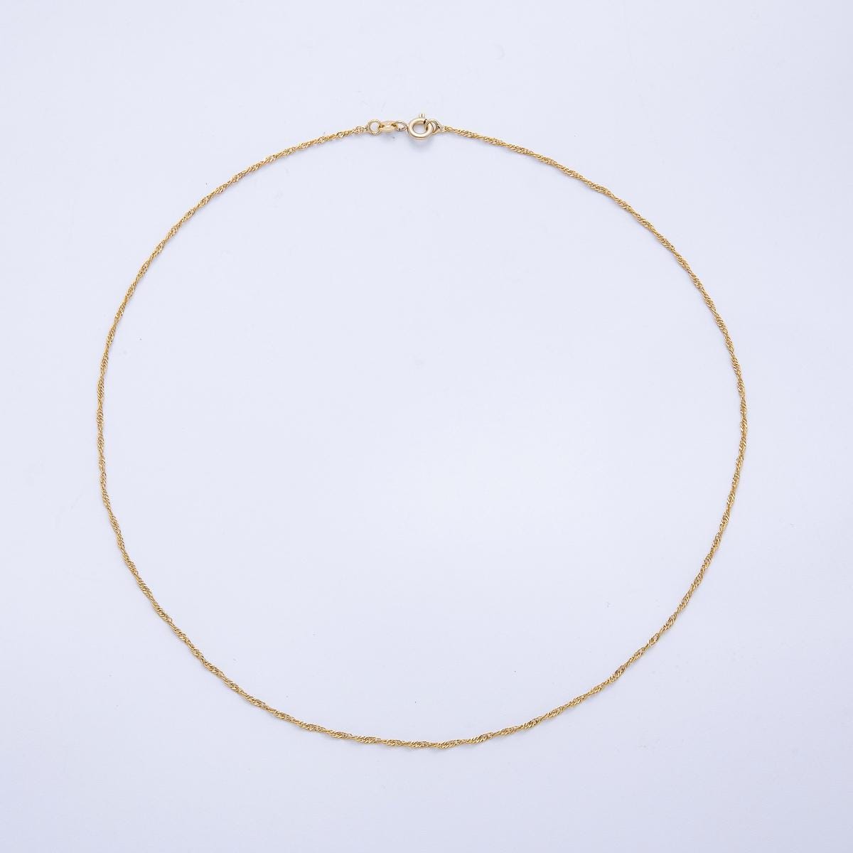 Dainty 17.1'' Ready to Use Gold Singapore Necklace Chain, Layering Twisted Chain Dainty Necklace for Charm Necklace WA-4281