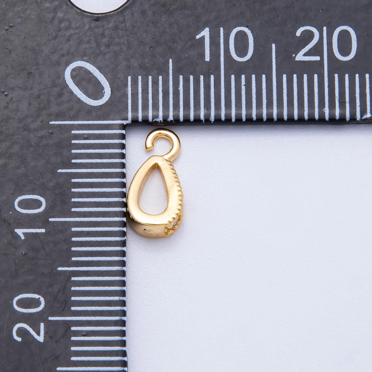 18k Gold Filled 10.8mm CZ Pave Pendant Bails Teardrop Connector Pinch Bail DIY Necklace Supply Artisan Jewelry Making | FINDINGS-00129