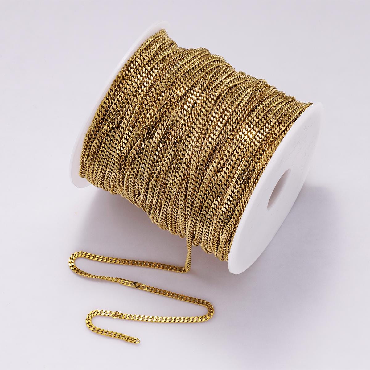 Stainless Steel 2.9mm Cuban Curb Chain Unfinished In Bulk Wholesale Jewelry Non-Tarnish DIY Supply for custom Necklace Bracelet | ROLL-01867