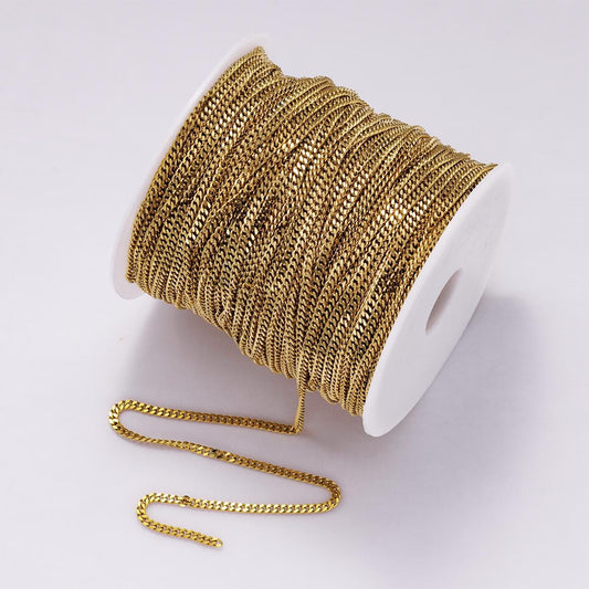 Stainless Steel 2.9mm Cuban Curb Chain Unfinished In Bulk Wholesale Jewelry Non-Tarnish DIY Supply for custom Necklace Bracelet | ROLL-01867