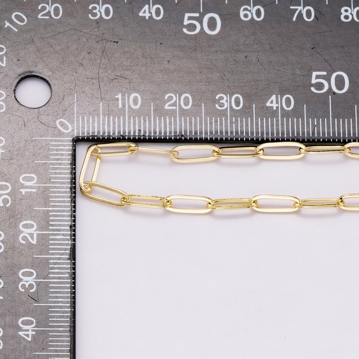 24K Gold Filled Paper Clip Chain by Yard, Size : 3.6 mm Wholesale Bulk Paperclip Roll Chain, Jewelry Making Supply Component Roll-1868