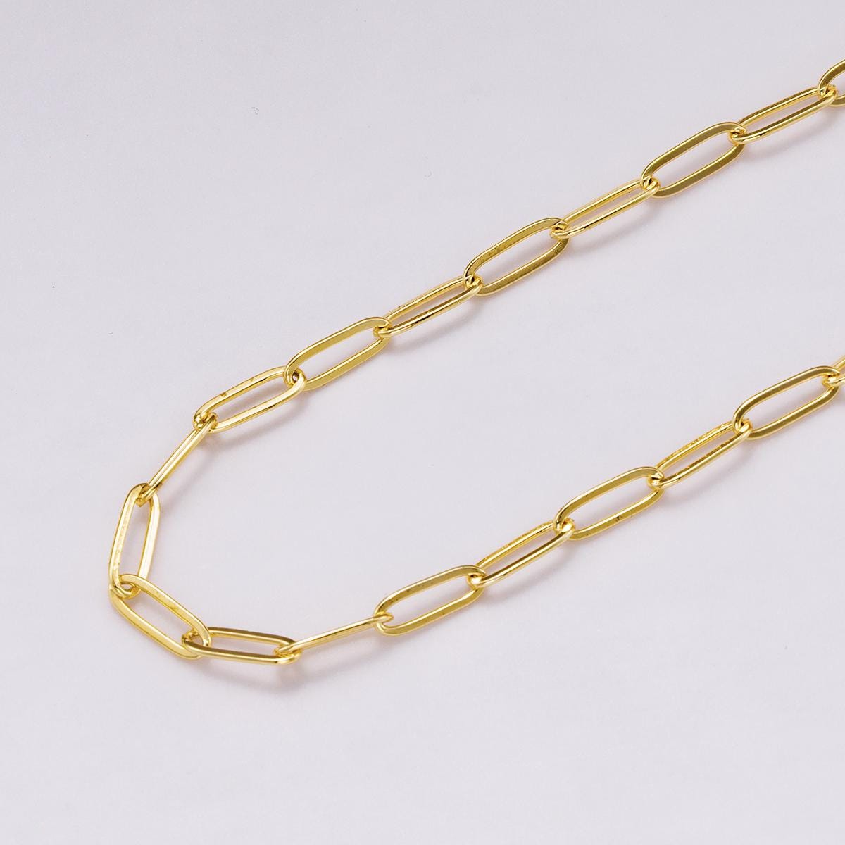 24K Gold Filled Paper Clip Chain by Yard, Size : 3.6 mm Wholesale Bulk Paperclip Roll Chain, Jewelry Making Supply Component Roll-1868