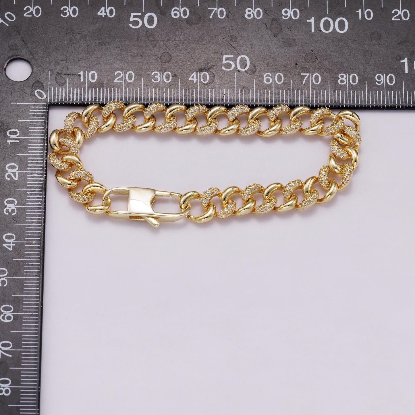 18k Gold Filled CZ Pave Cuban Link Bracelet – 7.2 Inch Chunky Hip Hop Jewelry WA-4334