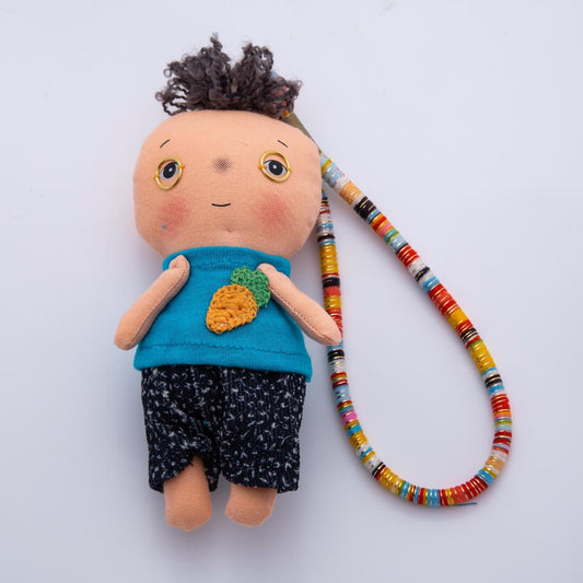 Fabric Doll 300mm Blue Carrot Tee Little Boy Keychain Plushie for Purses Backpacks colorful lanyard accessories | WB-00063