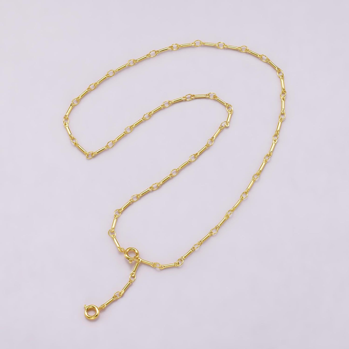 18K Gold Filled Lariat Necklace, Y Necklace, Fine CZ Necklace, Minimalist Jewelry Long Gold Necklace 17.5 inch WA-4350
