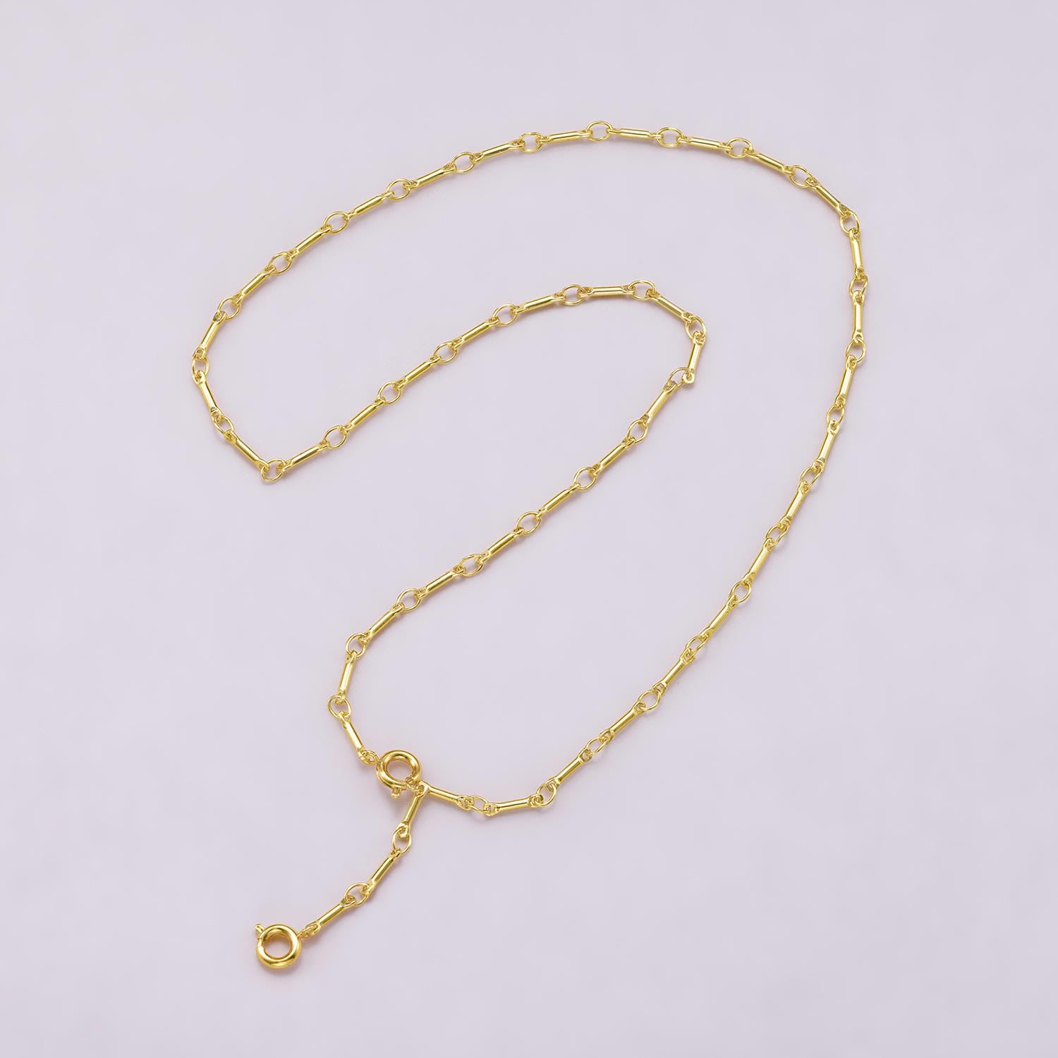 18K Gold Filled Lariat Necklace, Y Necklace, Fine CZ Necklace, Minimalist Jewelry Long Gold Necklace 17.5 inch WA-4350
