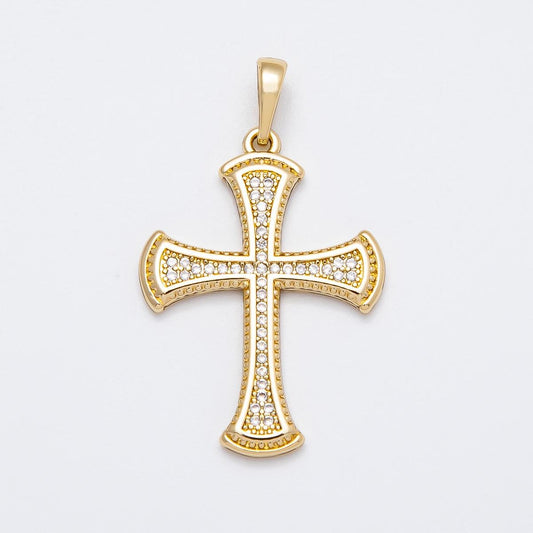 14k Gold Filled Cross Pendant Necklace, CZ Diamond Cross Charm, Religious Jewelry Gift, Christian Catholic Jewelry Charms-520