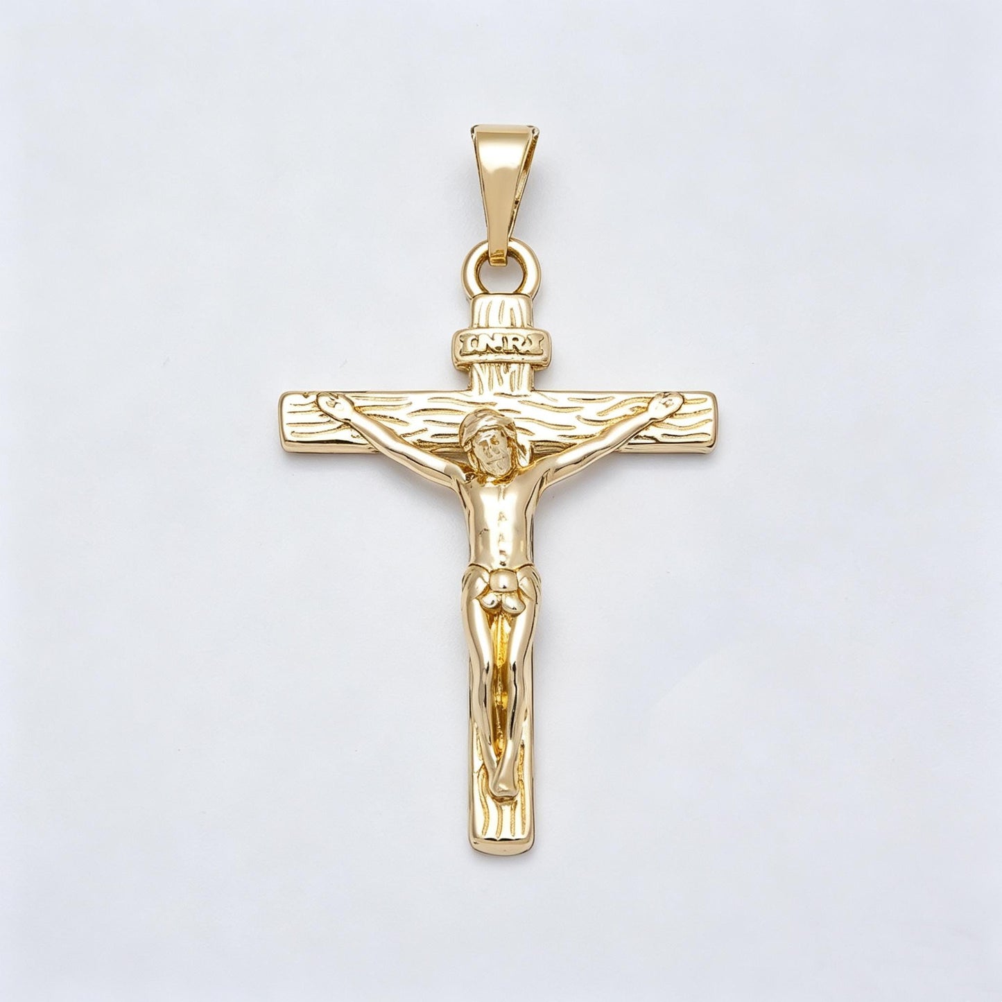 14k Gold Fill Jesus Cross Crucifix Pendant, Religious Charm Necklace Finding Charms-521