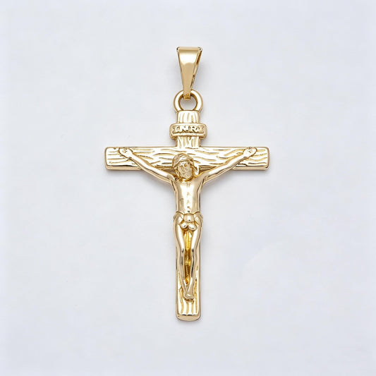 14k Gold Fill Jesus Cross Crucifix Pendant, Religious Charm Necklace Finding Charms-521