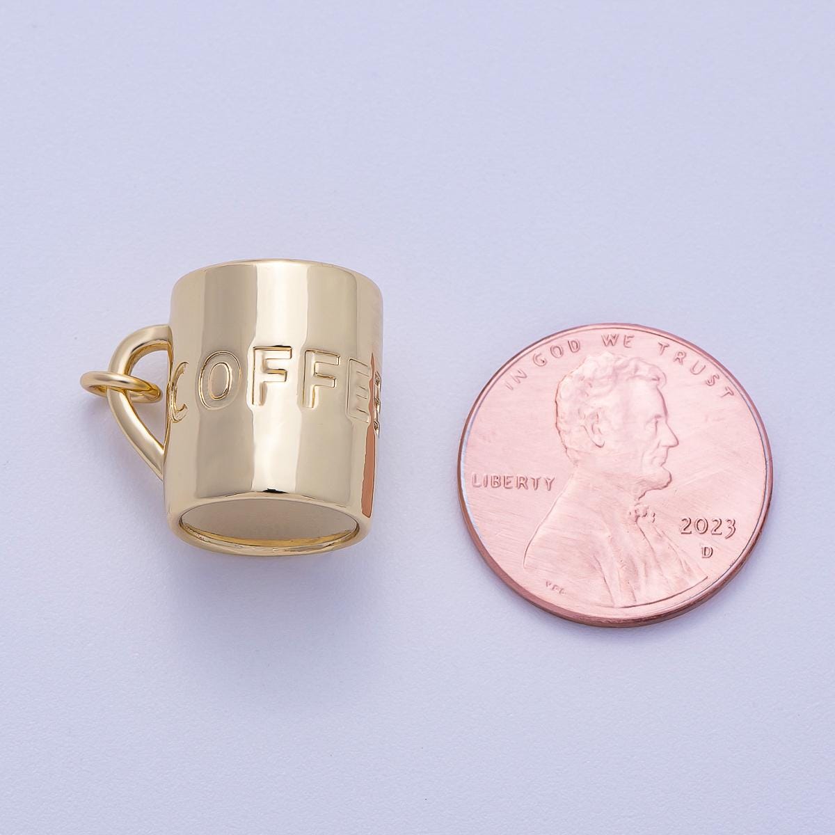18k Gold Filled Coffee Cup Charm Morning Cold Brew Pendant for DIY Jewelry Charms-468