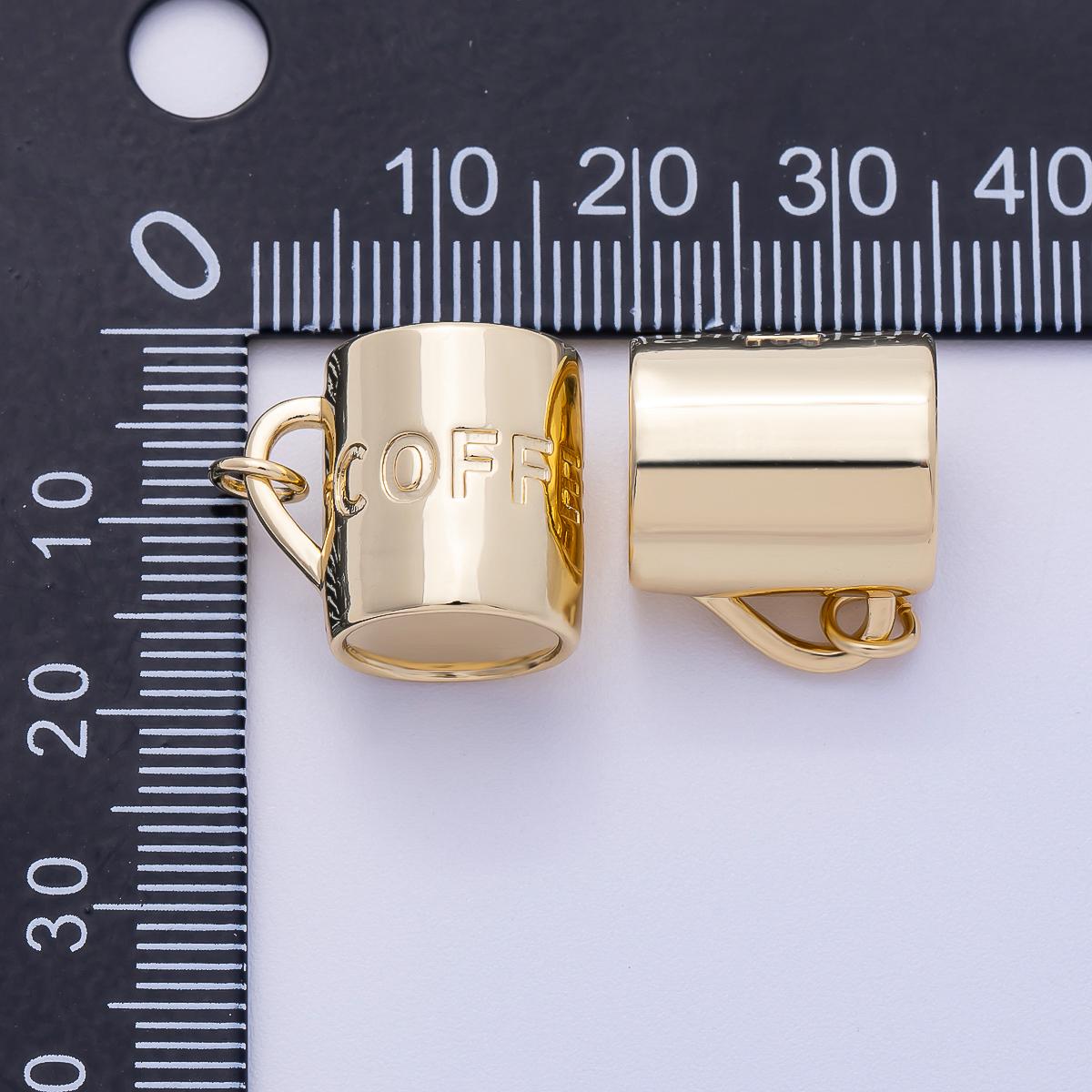 18k Gold Filled Coffee Cup Charm Morning Cold Brew Pendant for DIY Jewelry Charms-468