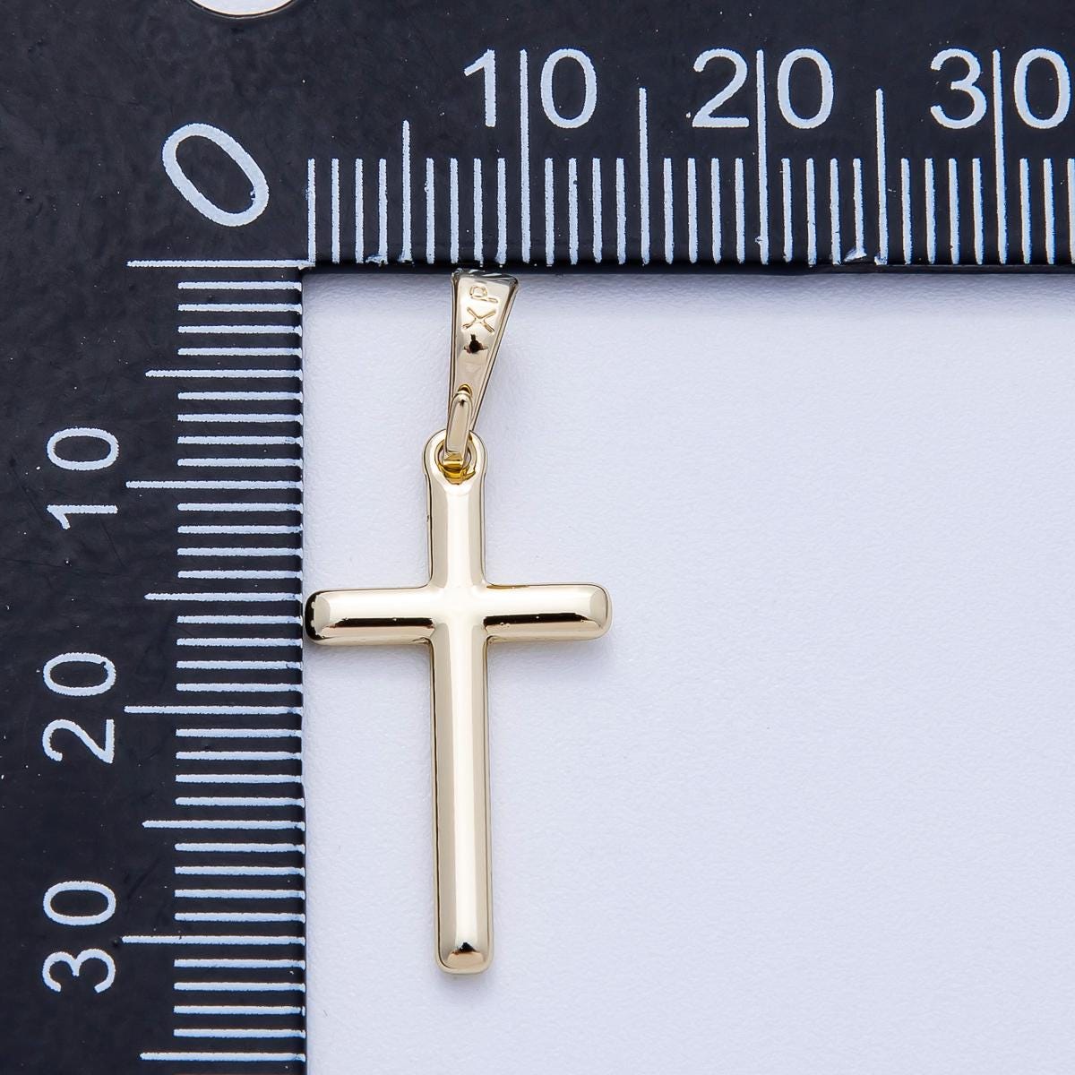 14k Gold Filled 24.1mm Dainty Gold Cross Pendant Necklace Minimalist Religious Charm Simple Polished Everyday Faith Jewelry | CHARMS-00456