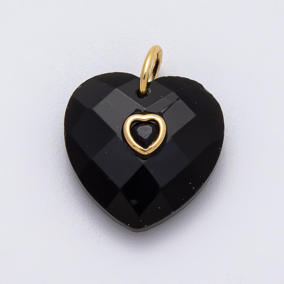 18k Gold Filled 20mm Faceted Gemstone Heart Pendant Colorful CZ Stone charms for jewelry pendant, Handmade DIY pendant wholesale Charms-436