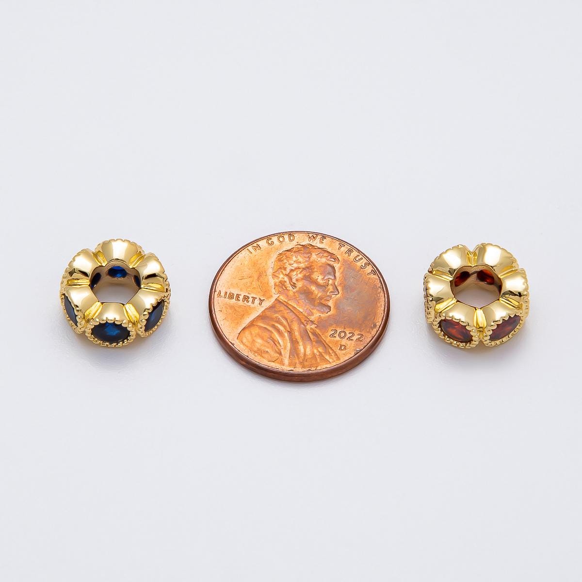 16k Gold Filled 10.7mm Birthstone Spacer Beads CZ Marquise Flower Bead Colorful Gemstone for Necklaces or Bracelets DIY Supply | BEADS-00196