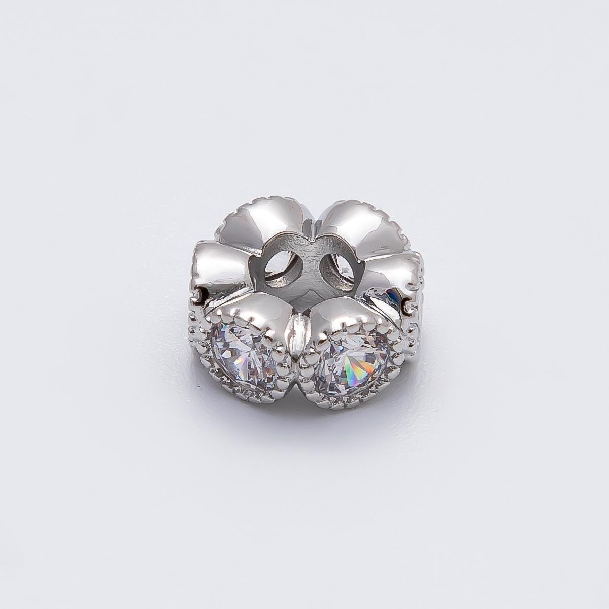 White Gold Filled 10.7mm Birthstone Spacer Beads CZ Marquise Flower Bead Colorful Gemstone for Necklaces Bracelets DIY Supply | BEADS-00208