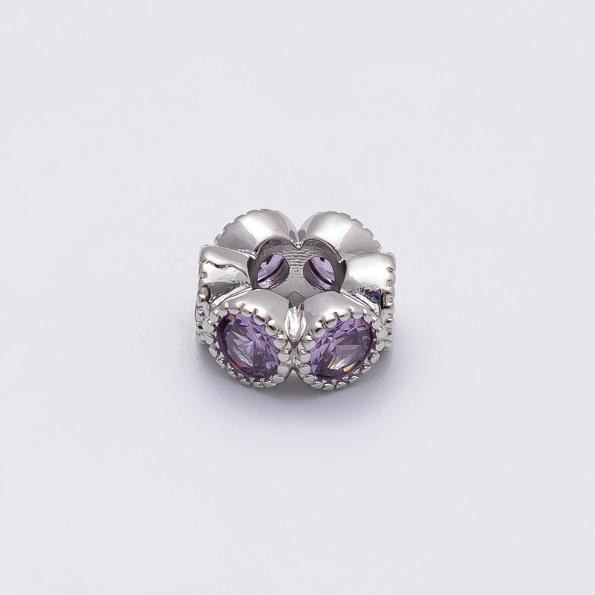 White Gold Filled 10.7mm Birthstone Spacer Beads CZ Marquise Flower Bead Colorful Gemstone for Necklaces Bracelets DIY Supply | BEADS-00208