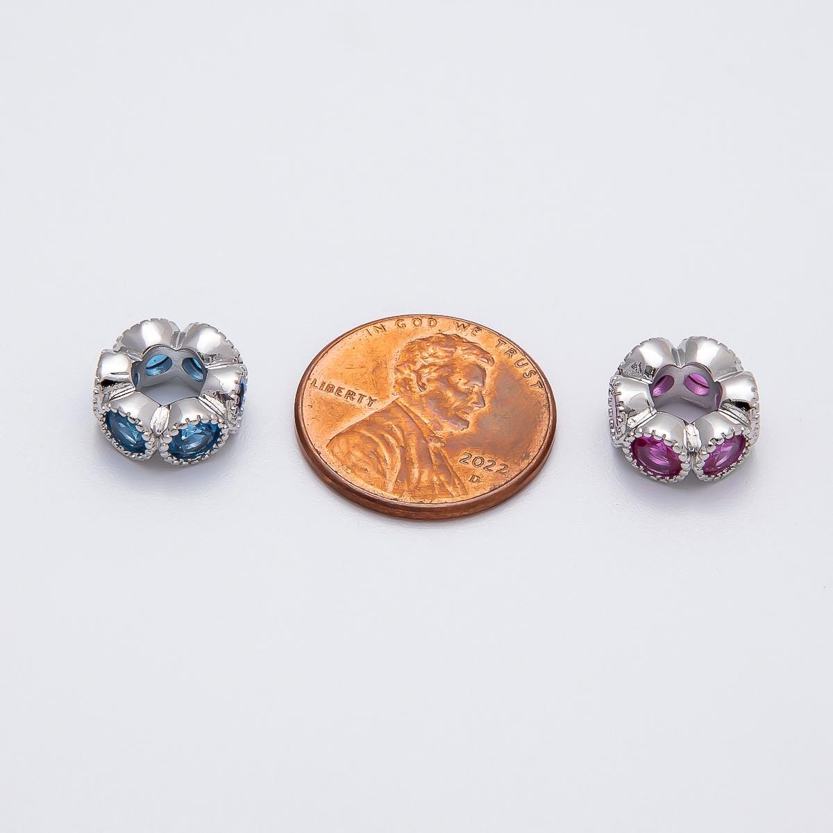 White Gold Filled 10.7mm Birthstone Spacer Beads CZ Marquise Flower Bead Colorful Gemstone for Necklaces Bracelets DIY Supply | BEADS-00208