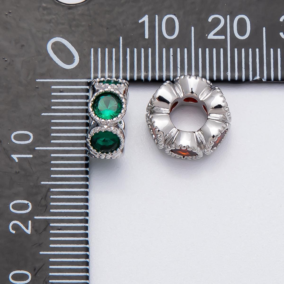 White Gold Filled 10.7mm Birthstone Spacer Beads CZ Marquise Flower Bead Colorful Gemstone for Necklaces Bracelets DIY Supply | BEADS-00208