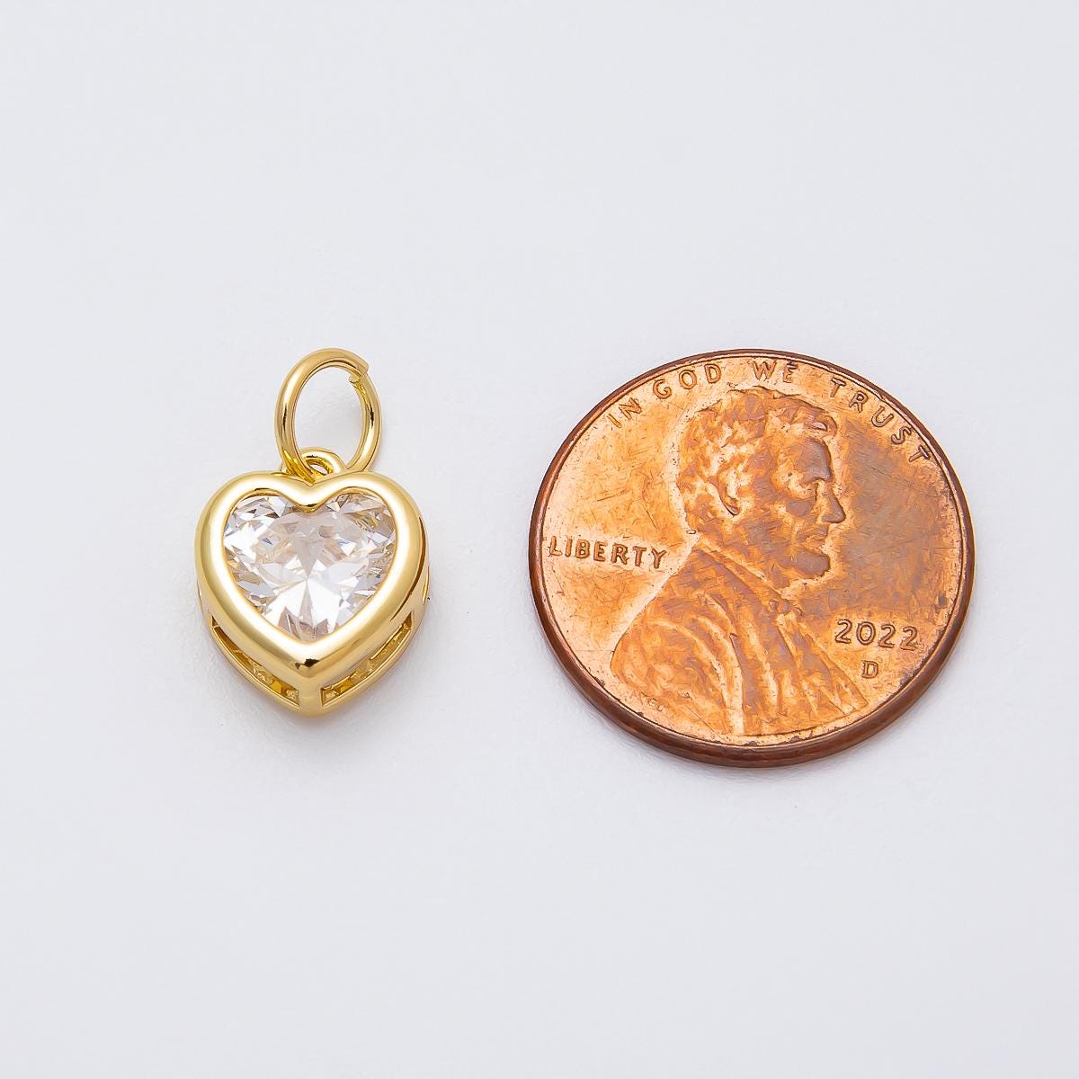 16k Gold Filled Heart Charm Faceted CZ Bezel Romantic Jewelry DIY Supply for custom Necklace and Bracelet | CHARMS-00470