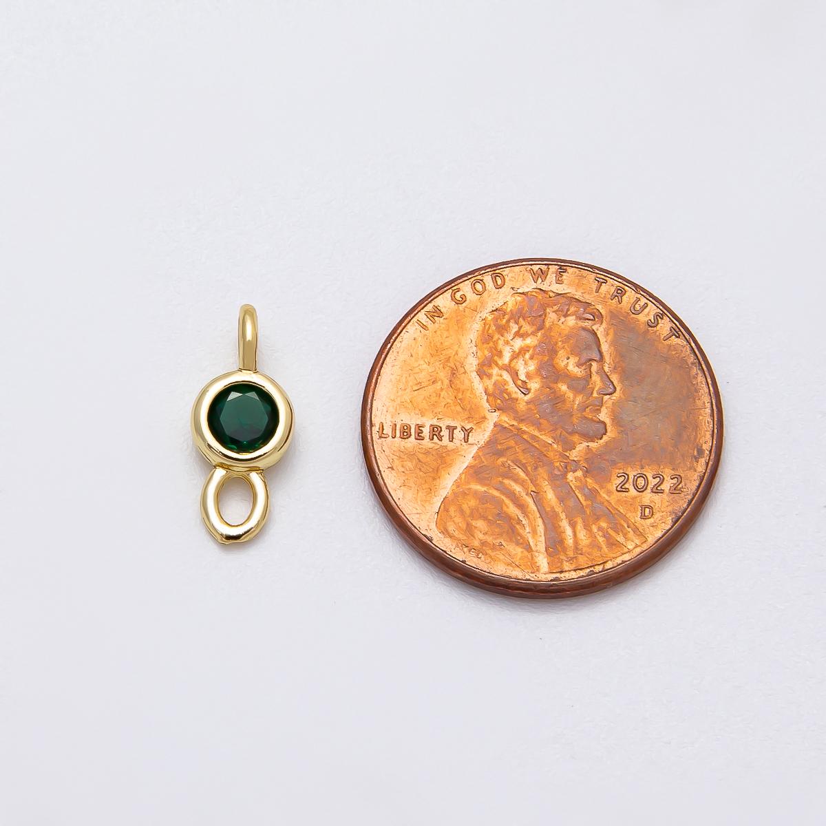 16k Gold Filled 12.8mm Emerald Green Connector Charm May Birthstone Link Dainty Gemstone Finding double loop diy supply | CONNECTORS-00019