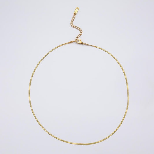 18k Gold Stainless Steel 17 inch Curb Chain Necklace Dainty Everyday Layering Adjustable Chain Jewelry Gift for her | WA-04278