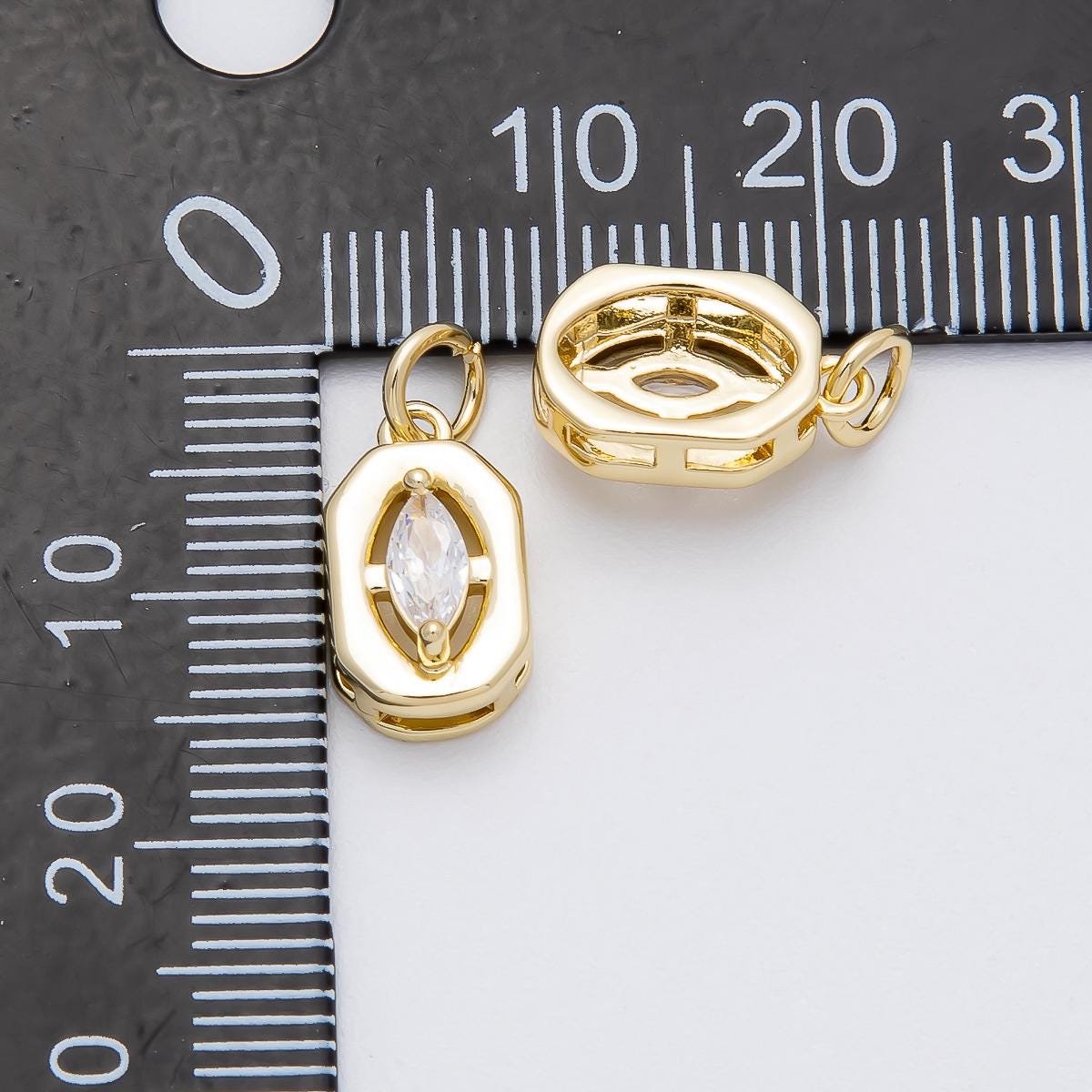 16k Gold Filled Marquise Cut CZ Charm Dainty Solitaire Pendant Sparkling Crystal Charm Jewelry Making Supply custom Necklace | CHARMS-00453