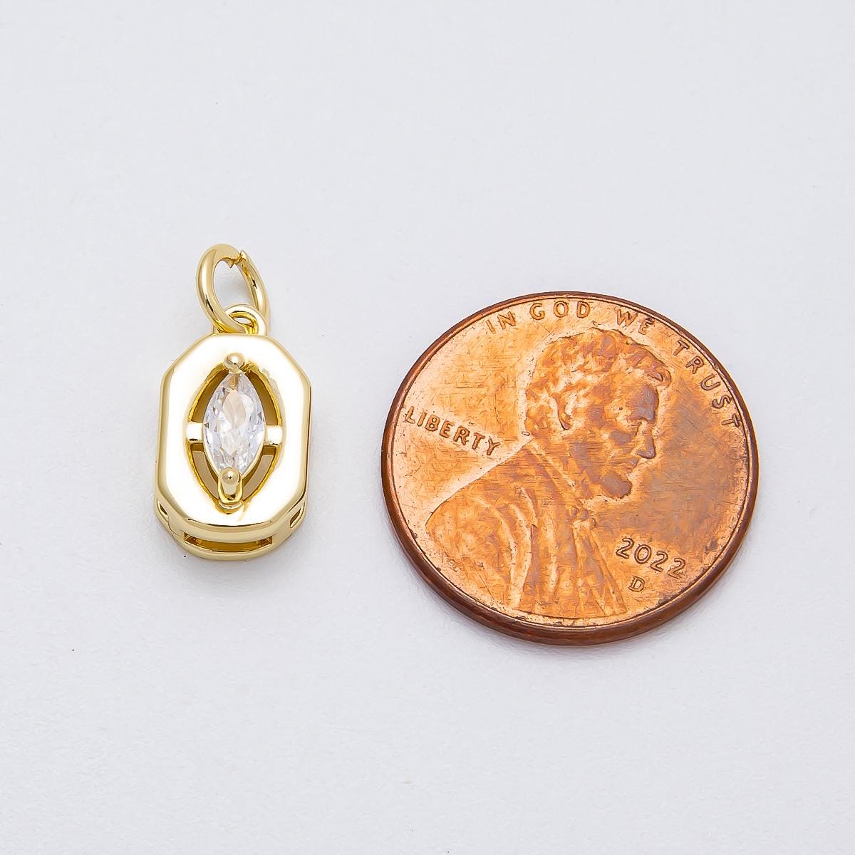 16k Gold Filled Marquise Cut CZ Charm Dainty Solitaire Pendant Sparkling Crystal Charm Jewelry Making Supply custom Necklace | CHARMS-00453