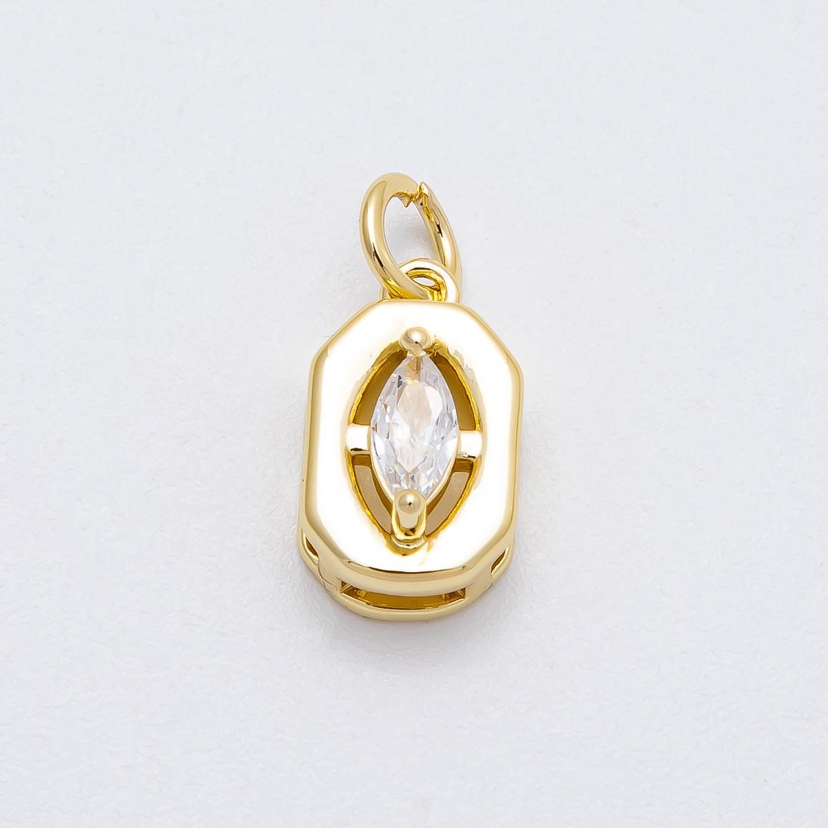16k Gold Filled Marquise Cut CZ Charm Dainty Solitaire Pendant Sparkling Crystal Charm Jewelry Making Supply custom Necklace | CHARMS-00453