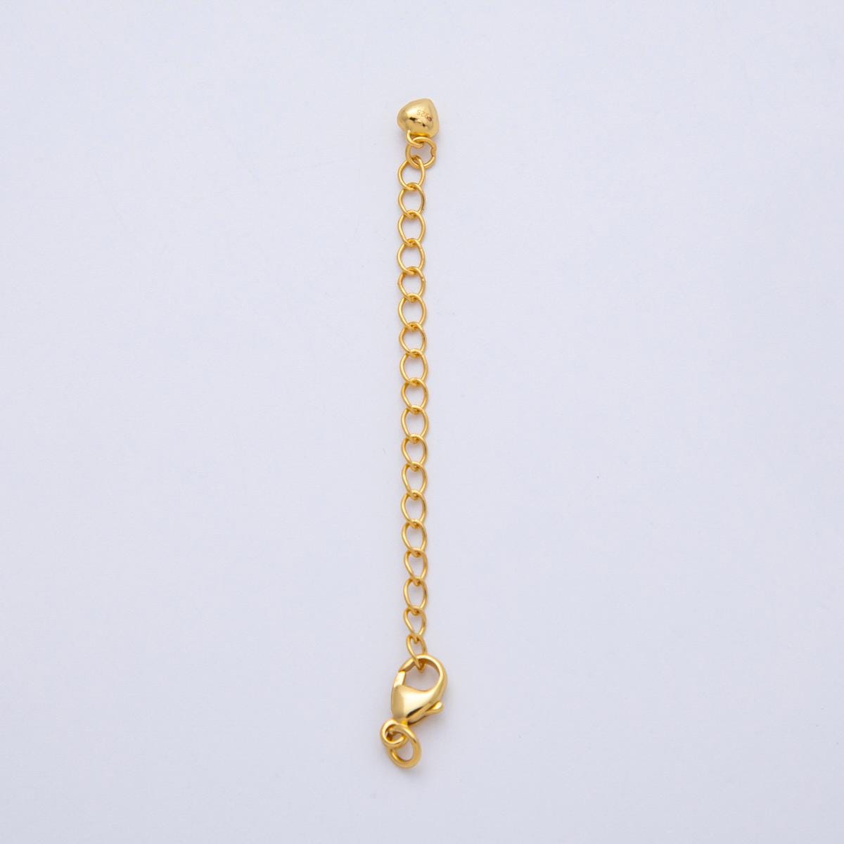 S925 Sterling Silver 2.5mm Minimalist Lobster Clasps 2.5 Inch Extender Heart Closure Findings Adjustable Jewelry with heart | SL-00711