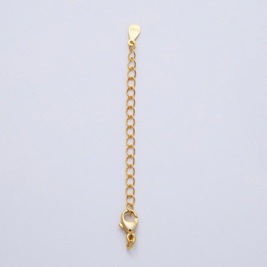 S925 Sterling Silver 2.5mm Minimalist Lobster Clasps 2.5 Inch Tag Closure Findings Adjustable Jewelry for necklace | SL-00714