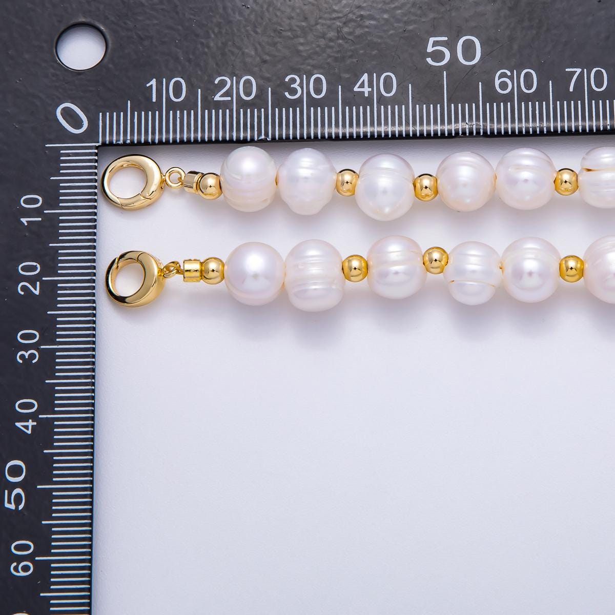 Handmade Baroque Freshwater Pearl Necklace with Gold Beads, Elegant Minimalist Pearl Dainty Luxury Gift for Mothers Day Women WA-4301