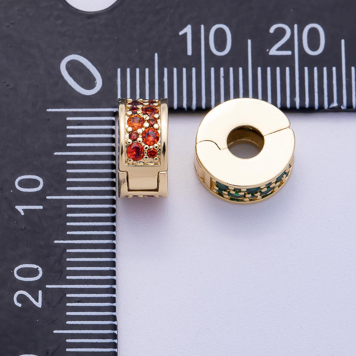 16K Gold Filled 10mm Snap Clip Open Micro Paved CZ Birthstone Spacer Rondelle Personalized Set Dainty Birth Month Gift | Beads-00220