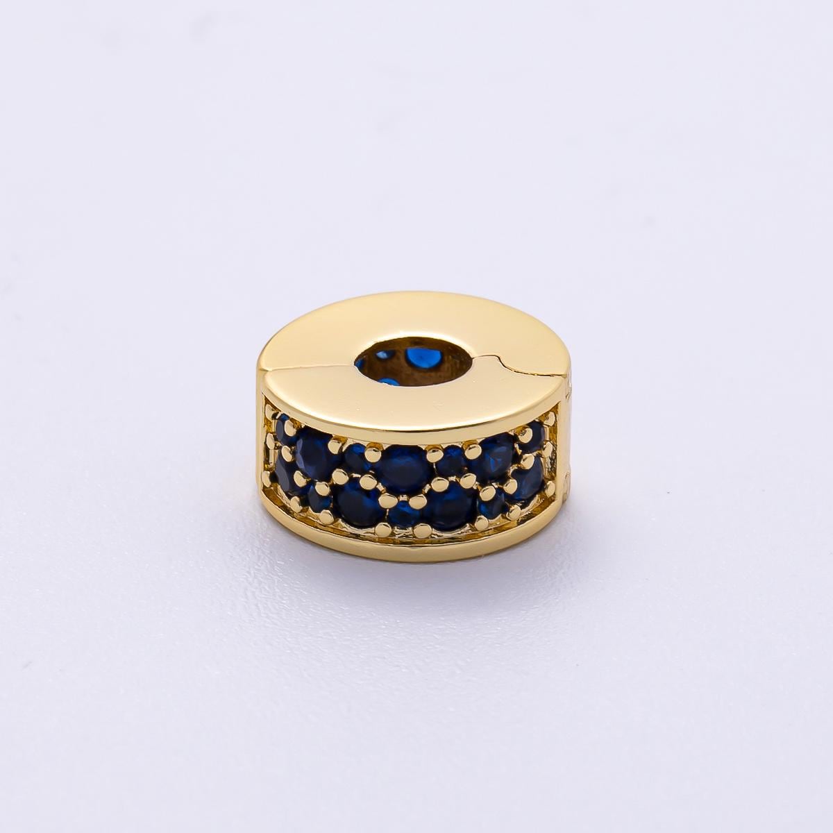 16K Gold Filled 10mm Snap Clip Open Micro Paved CZ Birthstone Spacer Rondelle Personalized Set Dainty Birth Month Gift | Beads-00220